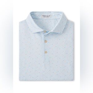 Peter Millar White Castellina Performance Jersey Polo MS25EK17S Golf Geo Print